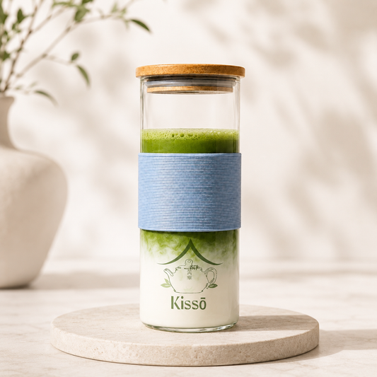 Kissō Premium Double Wall Glass Tumbler with Silicone Grip & Bamboo Lid